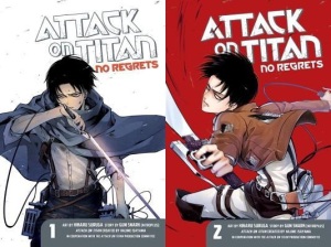 Capas dos Volumes 1 e 2 de Attack on Titan - No Regrets 